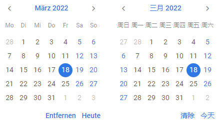 Calendar localization