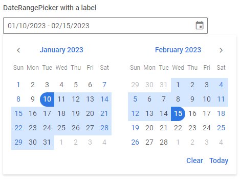 DateRangePicker label